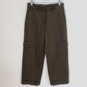 HM Women Olive Green High Rise Cropped Cargo Pants Size 8 military